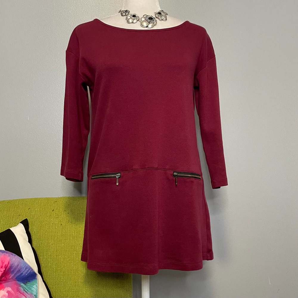 Soft Surroundings Moda Red Cotton Zipper Tunic Top
